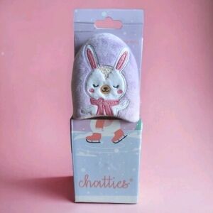 Chatties Girls Glitter Bunny Slippers Pink Ice Skating Theme Small 11/12